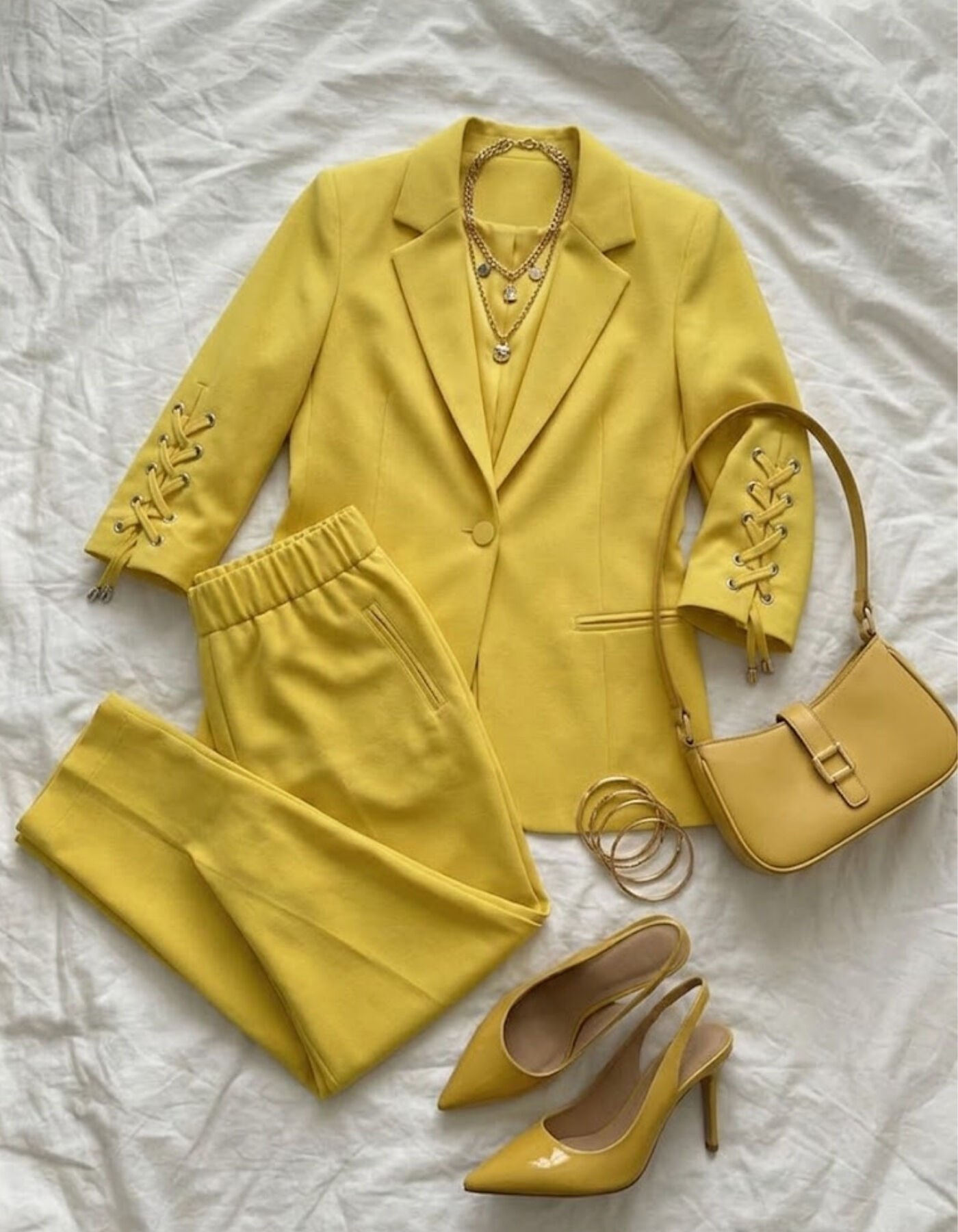 Mia Yazlık Blazer Ceket & Pantolon Takım - SARI