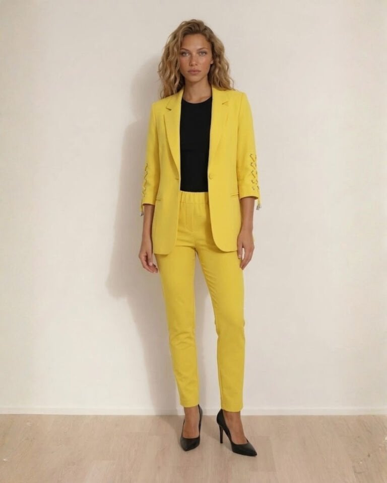 Mia Yazlık Blazer Ceket & Pantolon Takım - SARI