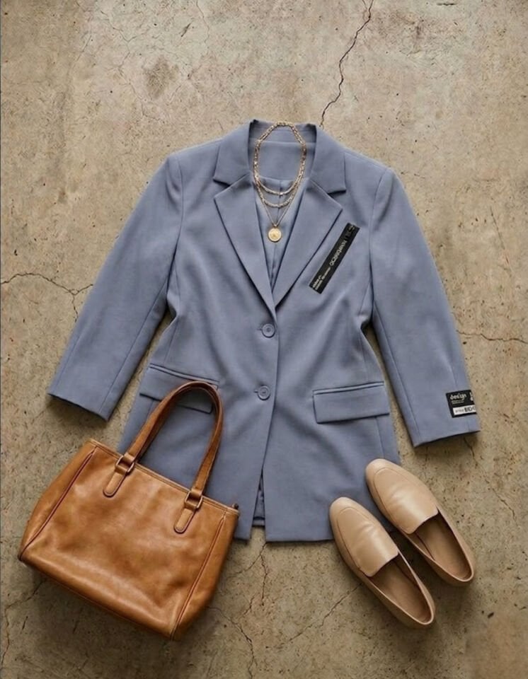 Alanis Yarım Kol Blazer Ceket - BUZ MAVİ