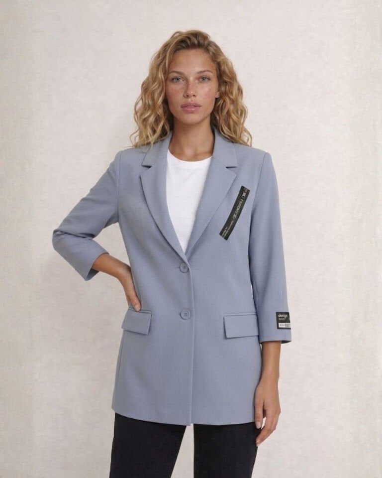 Alanis Yarım Kol Blazer Ceket - BUZ MAVİ