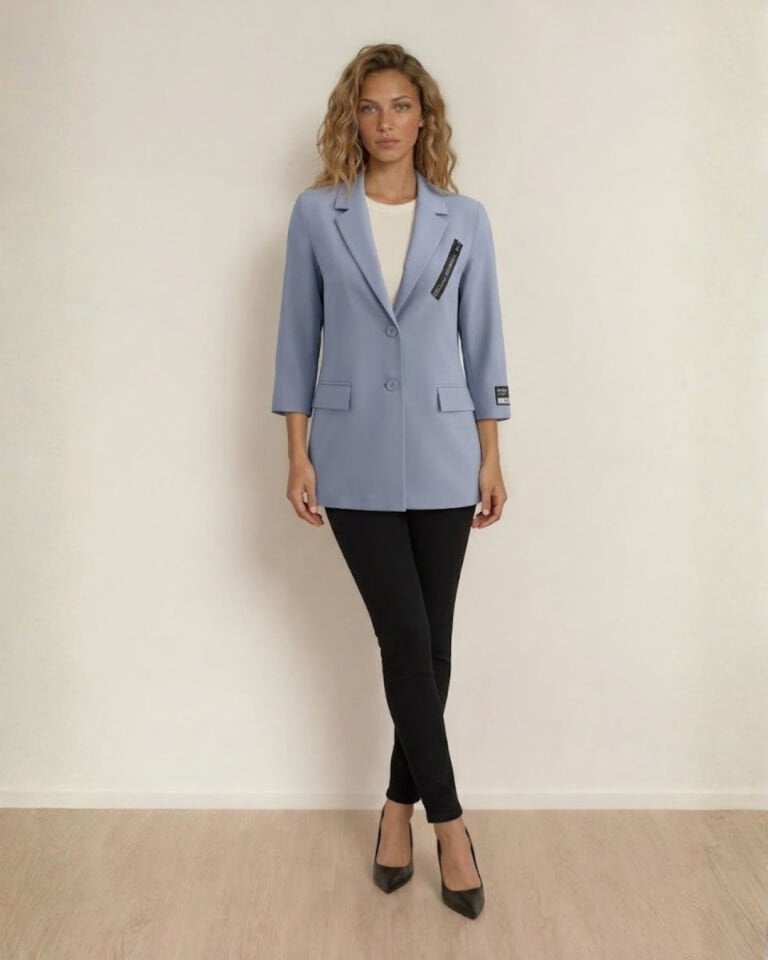 Alanis Yarım Kol Blazer Ceket - BUZ MAVİ