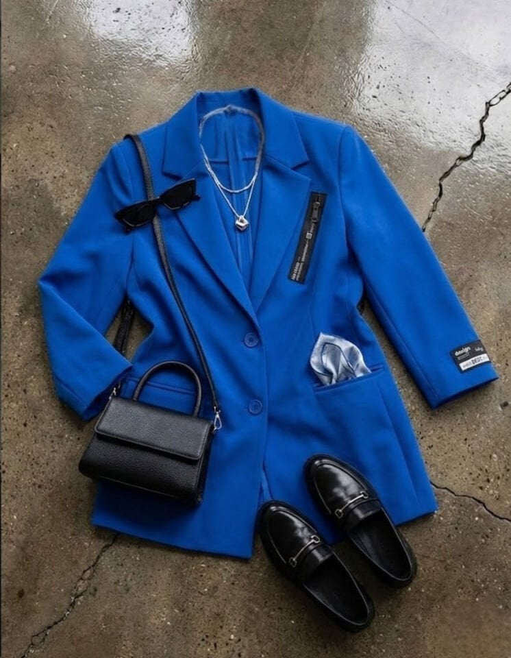 Alanis Yarım Kol Blazer Ceket - İNDİGO