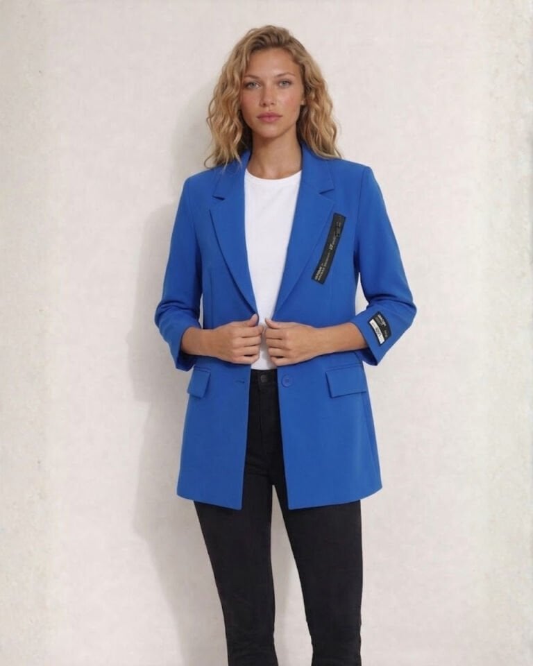 Alanis Yarım Kol Blazer Ceket - İNDİGO