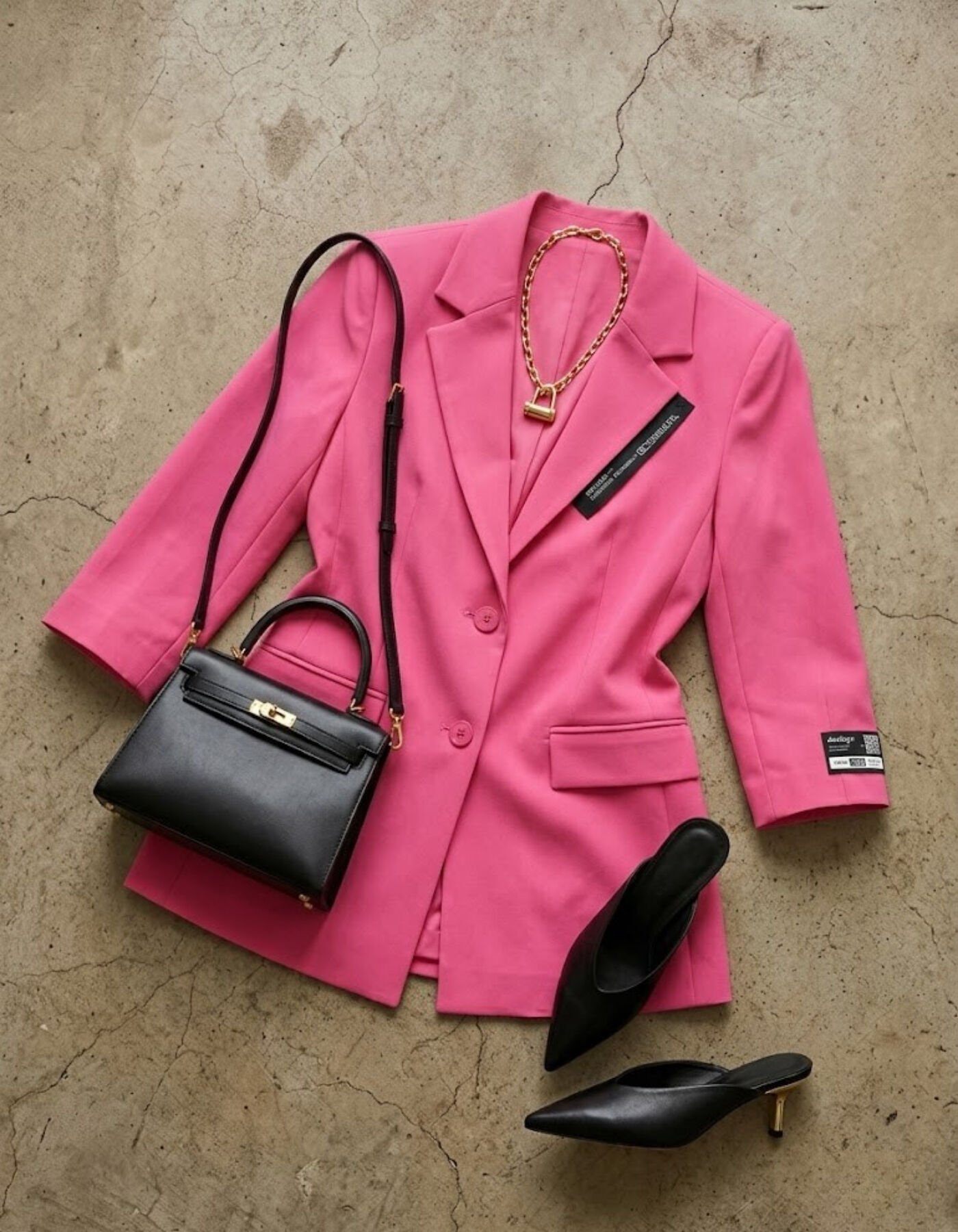 Alanis Yarım Kol Blazer Ceket - PEMBE