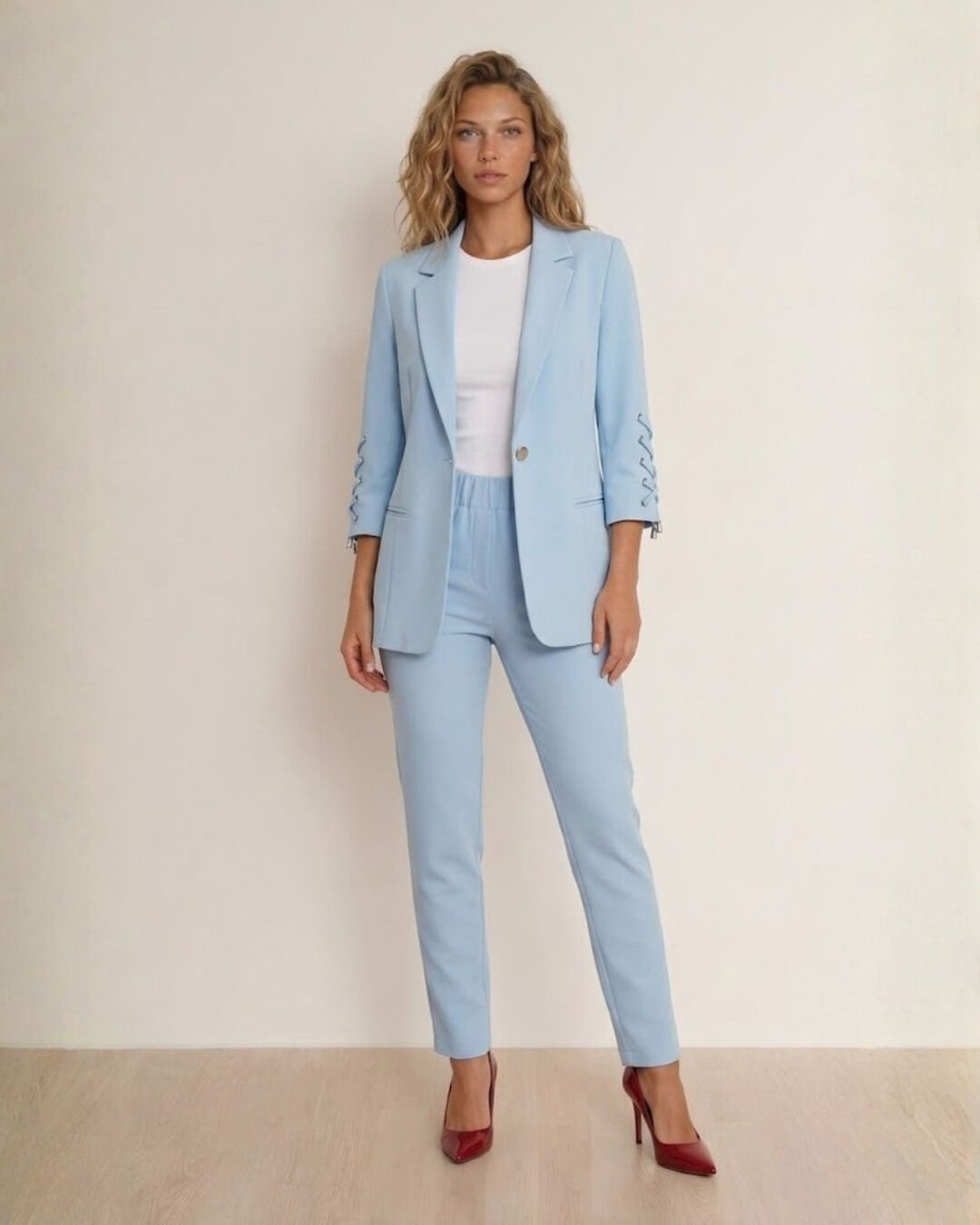 Mia Yazlık Blazer Ceket & Pantolon Takım - SU MAVİ