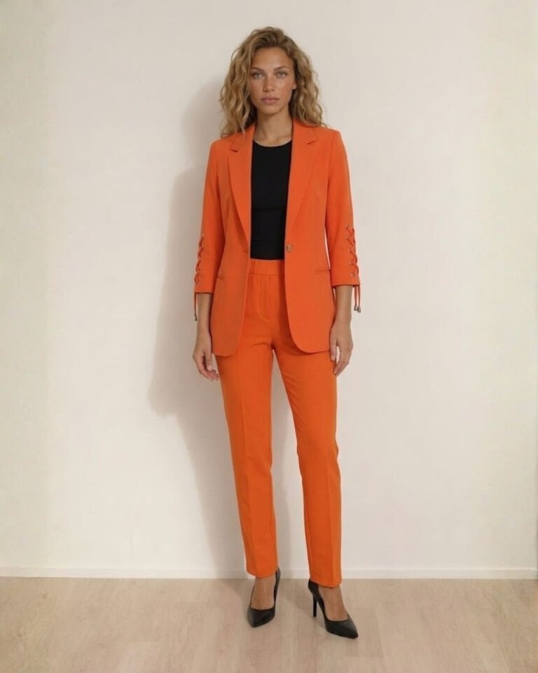 Mia Yazlık Blazer Ceket & Pantolon Takım - TURUNCU