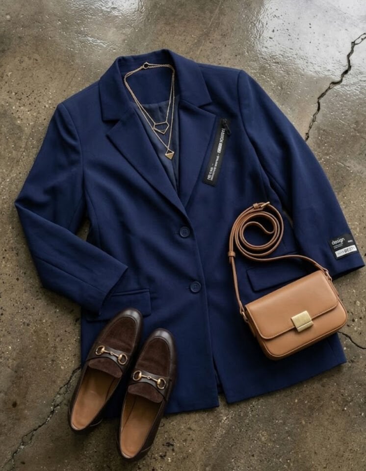 Alanis Yarım Kol Blazer Ceket - LACİVERT