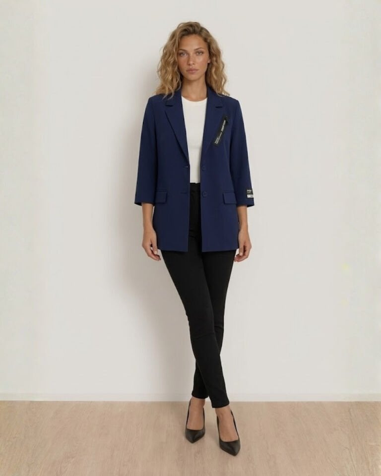 Alanis Yarım Kol Blazer Ceket - LACİVERT
