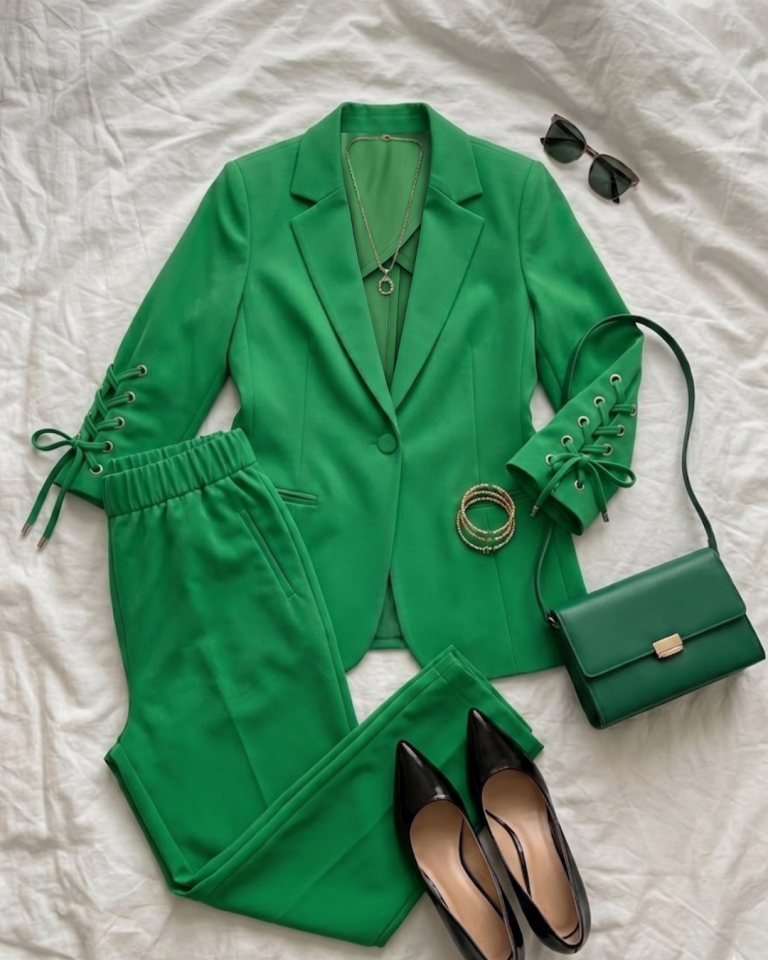 Mia Yazlık Blazer Ceket & Pantolon Takım - YEŞİL
