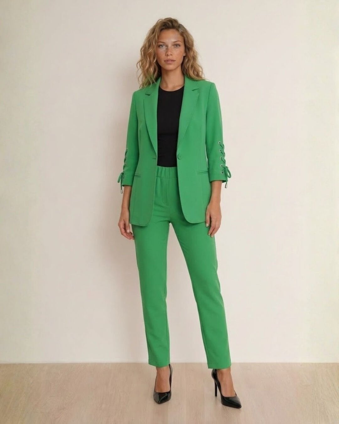 Mia Yazlık Blazer Ceket & Pantolon Takım - YEŞİL