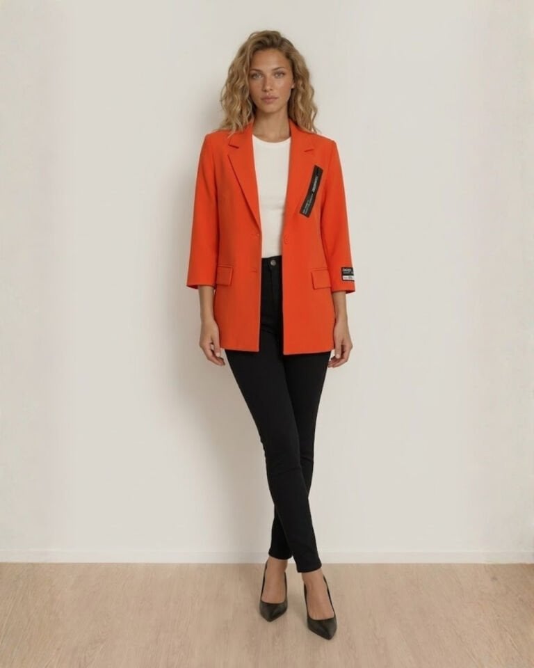 Alanis Yarım Kol Blazer Ceket - TURUNCU