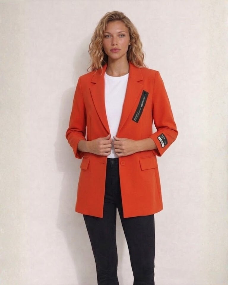 Alanis Yarım Kol Blazer Ceket - TURUNCU