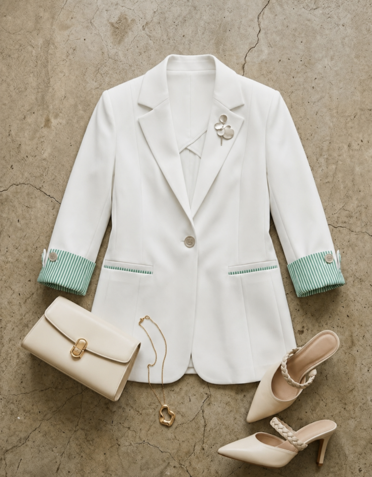 Anna Yazlık Blazer Ceket - BEYAZ