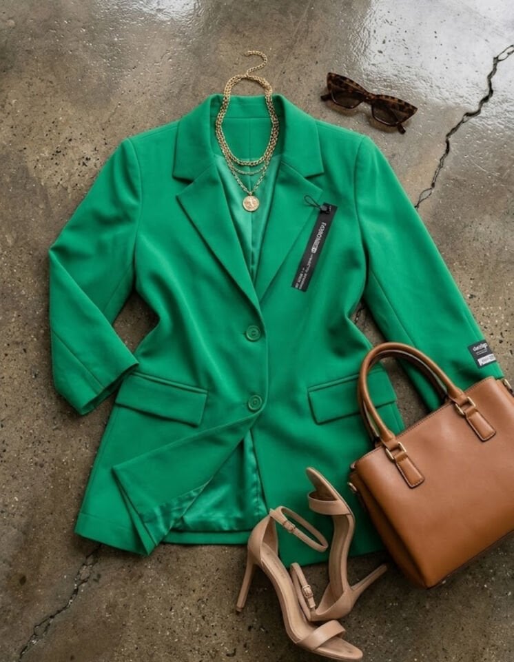 Alanis Yarım Kol Blazer Ceket - YEŞİL