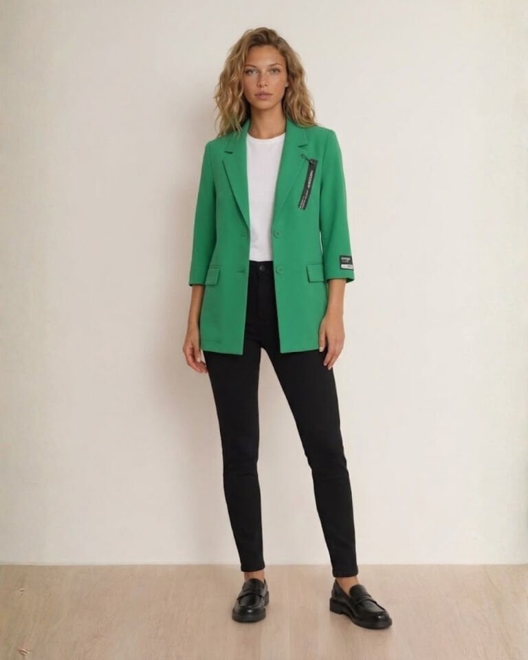 Alanis Yarım Kol Blazer Ceket - YEŞİL