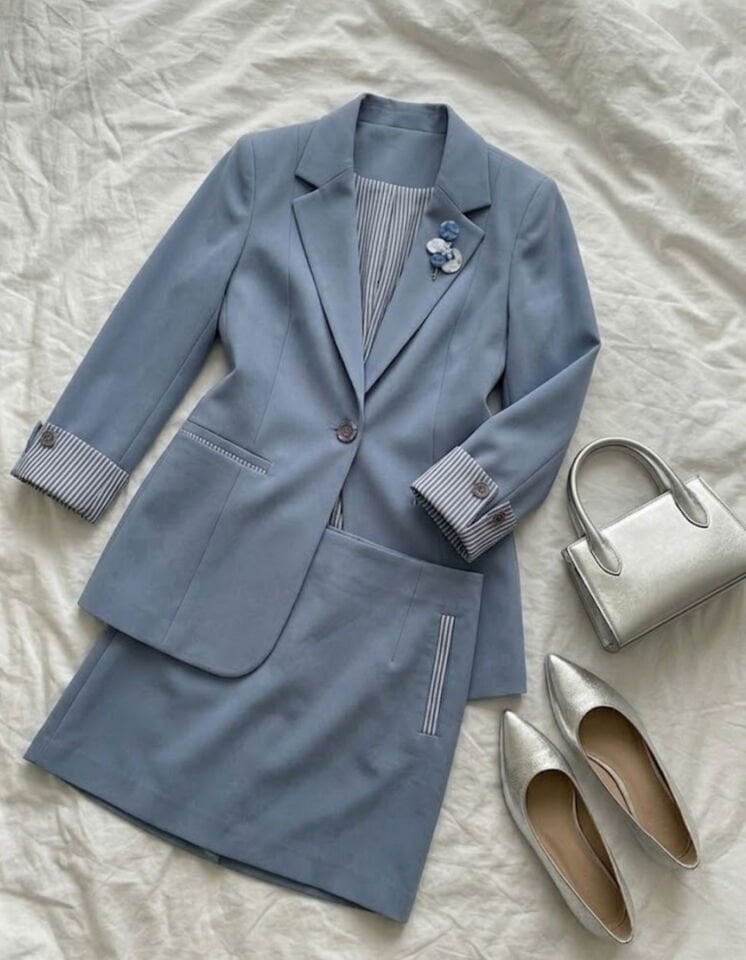 Anna Yazlık Blazer Ceket - BUZ MAVİ