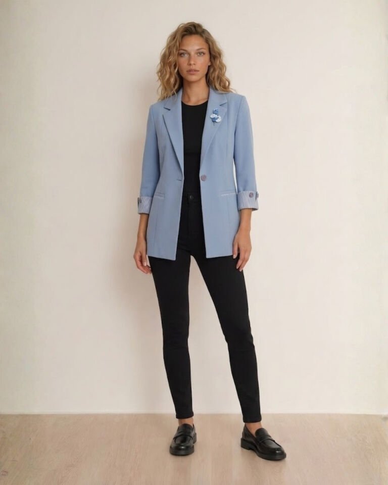 Anna Yazlık Blazer Ceket - BUZ MAVİ