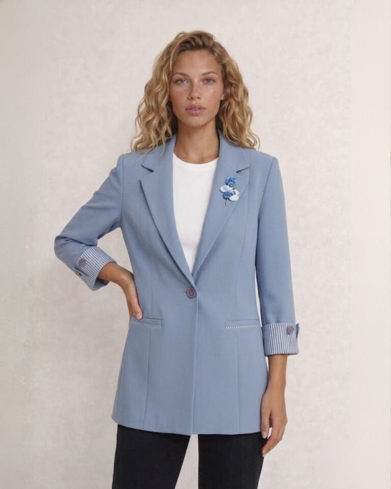 Anna Yazlık Blazer Ceket - BUZ MAVİ