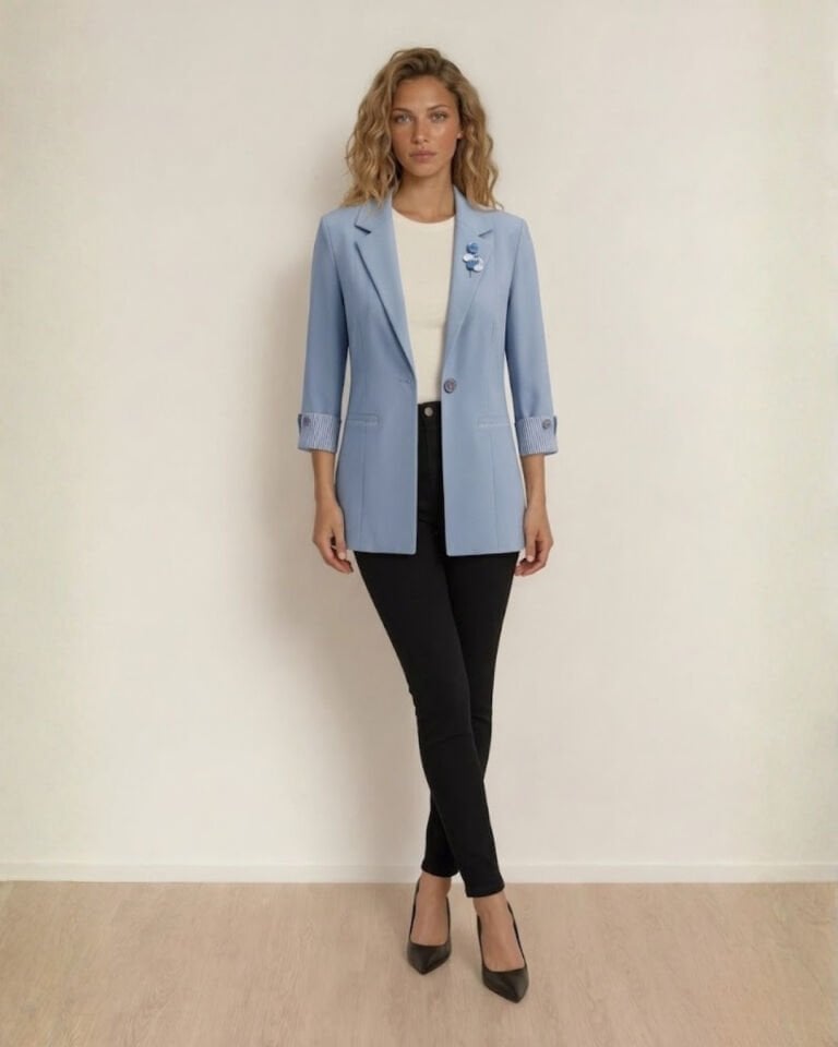 Anna Yazlık Blazer Ceket - BUZ MAVİ