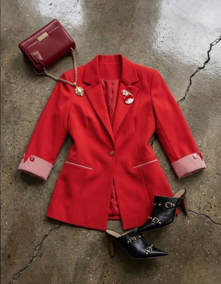 Anna Yazlık Blazer Ceket - KIRMIZI