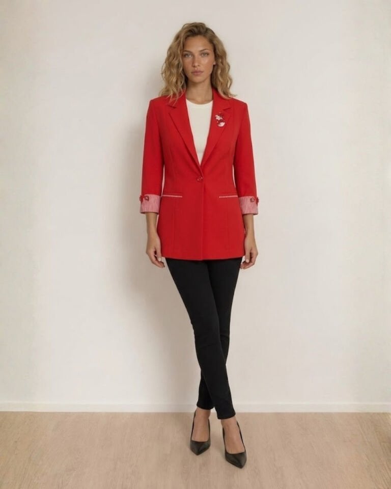 Anna Yazlık Blazer Ceket - KIRMIZI
