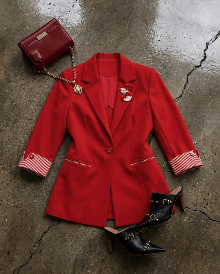 Anna Yazlık Blazer Ceket - KIRMIZI