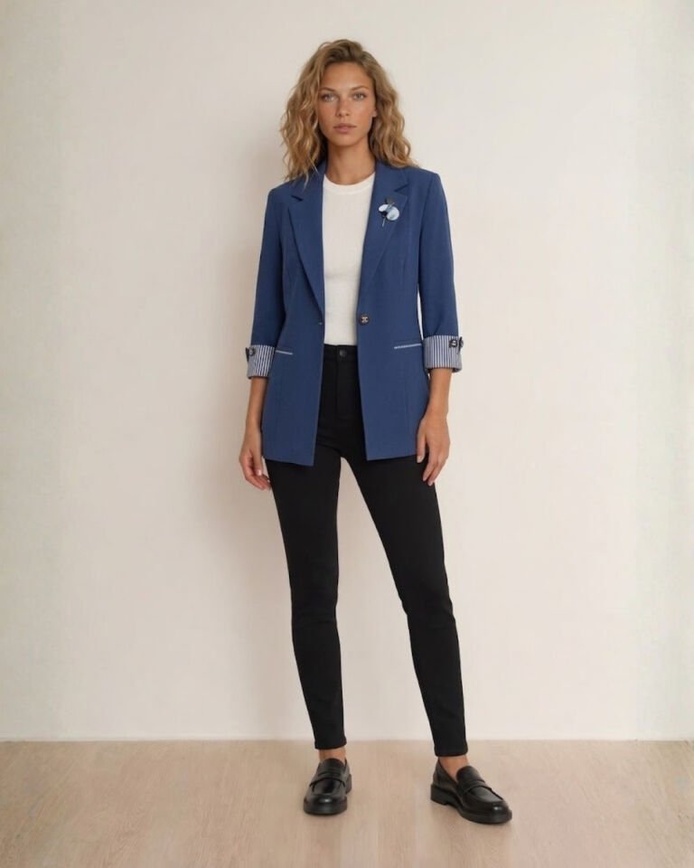 Anna Yazlık Blazer Ceket - LACİVERT