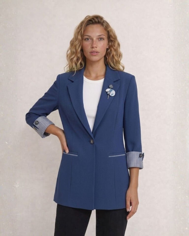 Anna Yazlık Blazer Ceket - LACİVERT