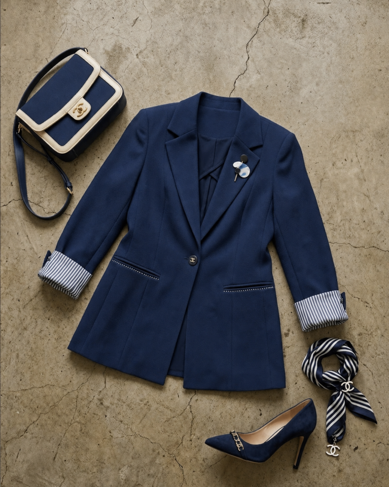 Anna Yazlık Blazer Ceket - LACİVERT