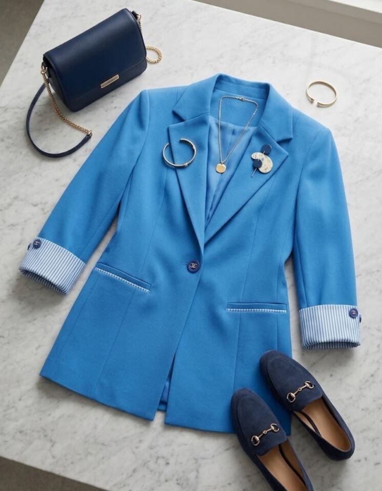 Anna Yazlık Blazer Ceket - İNDİGO