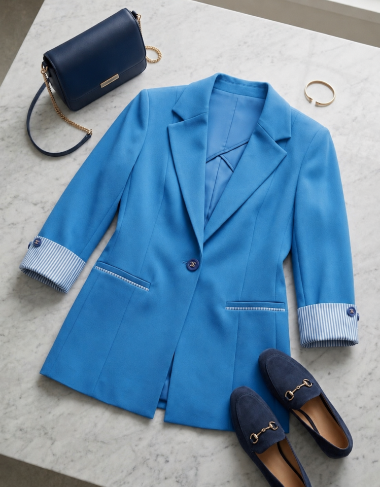 Anna Yazlık Blazer Ceket - İNDİGO