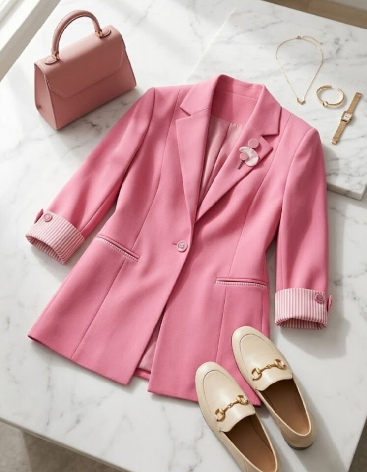 Anna Yazlık Blazer Ceket - PEMBE