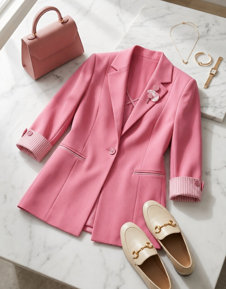Anna Yazlık Blazer Ceket - PEMBE