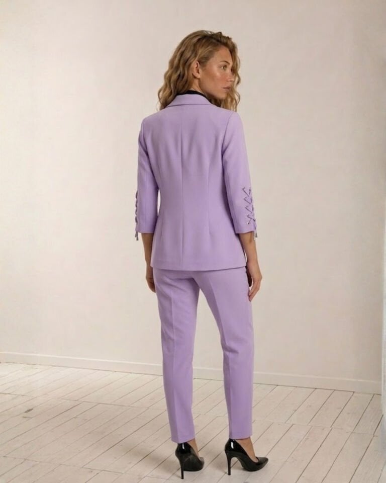 Dina Yarım Kol Blazer Ceket & Pantolon Takım - LİLA