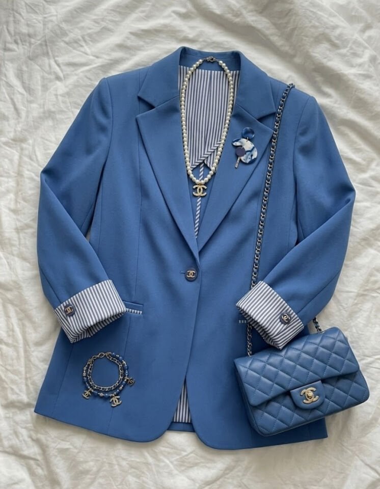 Anna Yazlık Blazer Ceket - SAKS MAVİ