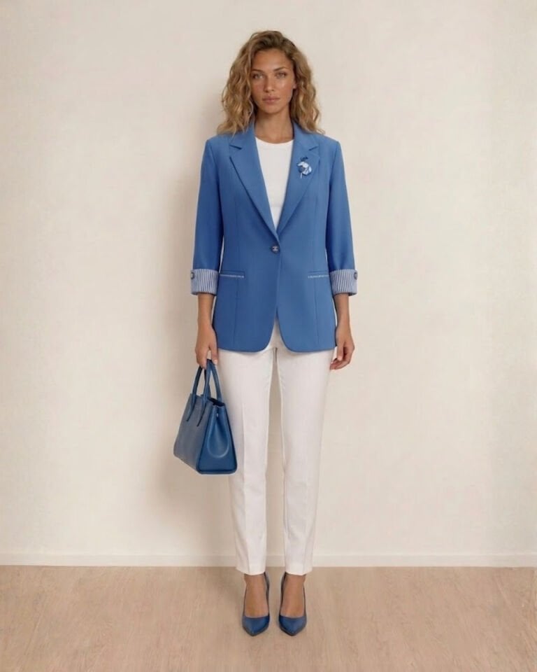 Anna Yazlık Blazer Ceket - SAKS MAVİ