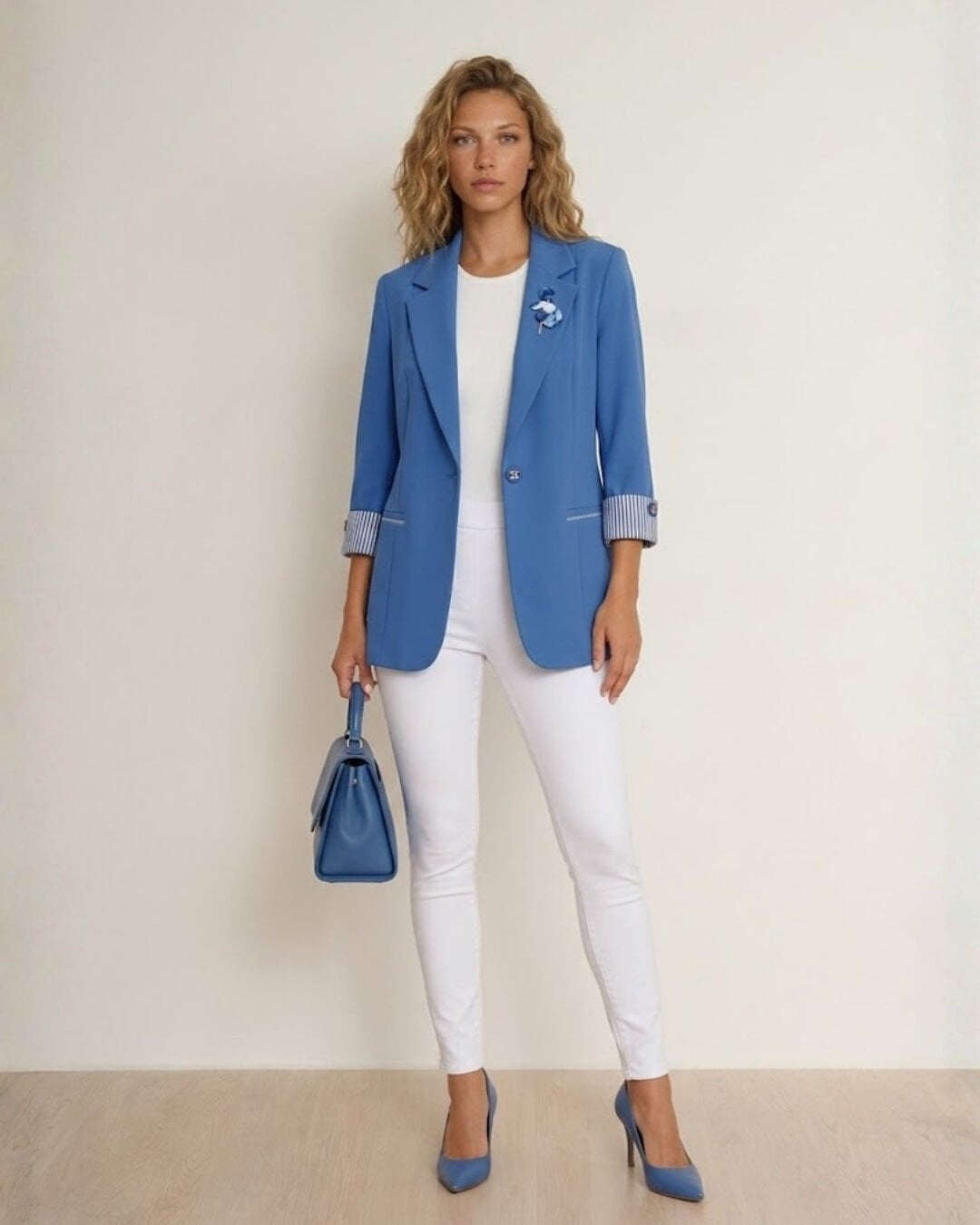 Anna Yazlık Blazer Ceket - SAKS MAVİ
