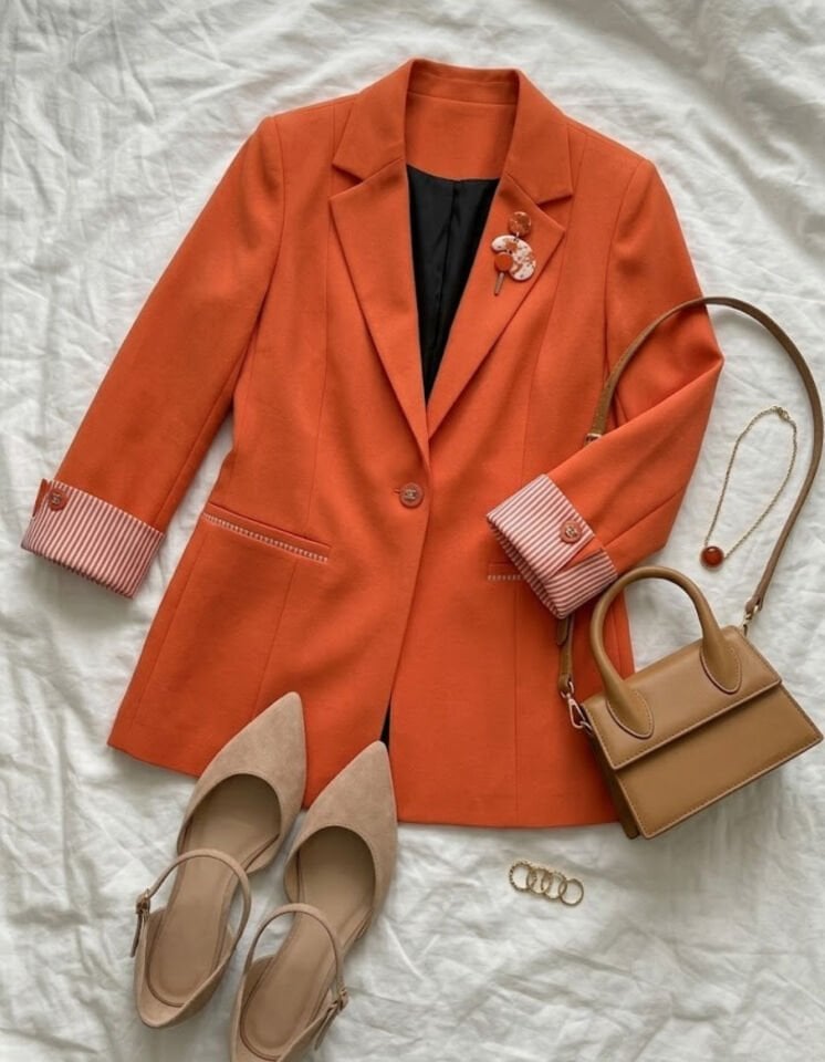 Anna Yazlık Blazer Ceket - TURUNCU