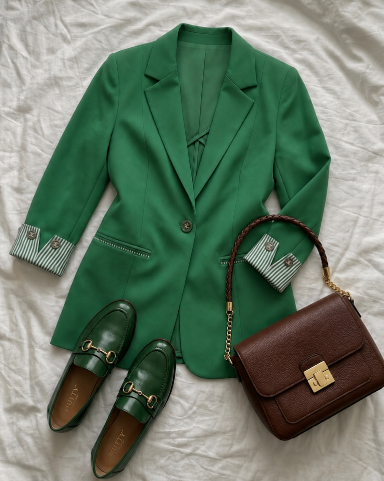 Anna Yazlık Blazer Ceket - YEŞİL