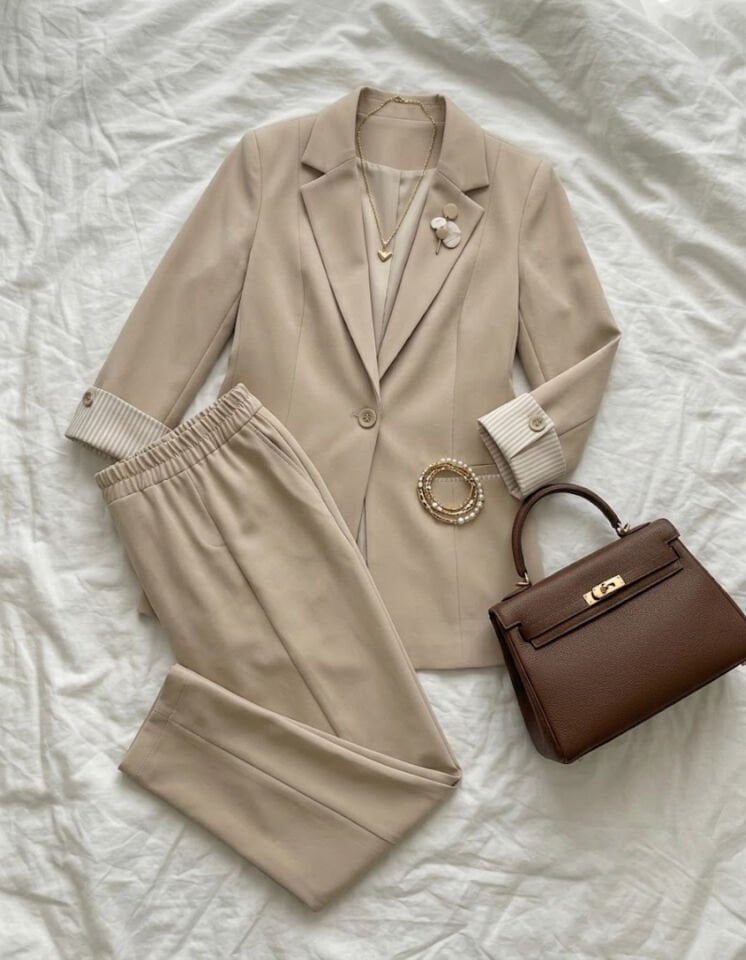 Anna Yazlık Blazer Ceket & Pantolon Takım - BEJ