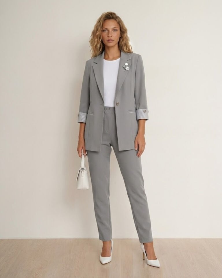 Anna Yazlık Blazer Ceket & Pantolon Takım - GRİ