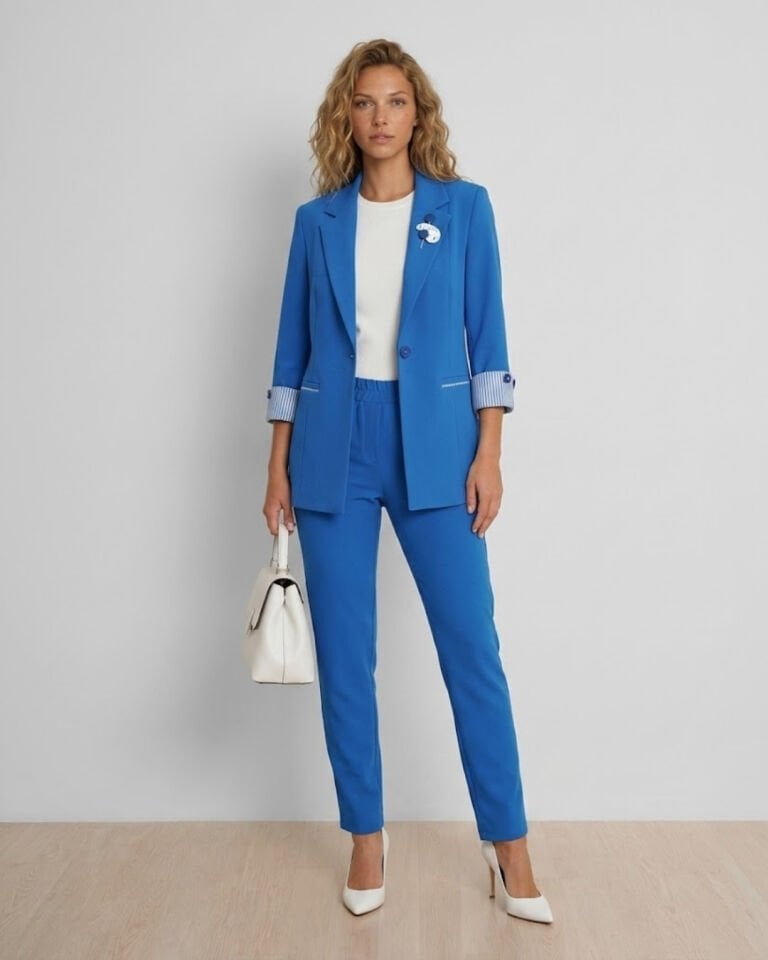Anna Yazlık Blazer Ceket & Pantolon Takım - İNDİGO