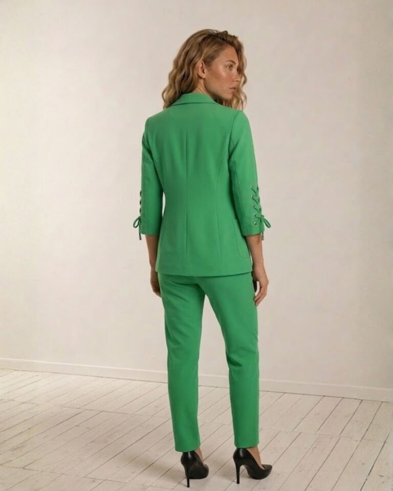 Dina Yarım Kol Blazer Ceket & Pantolon Takım - YEŞİL