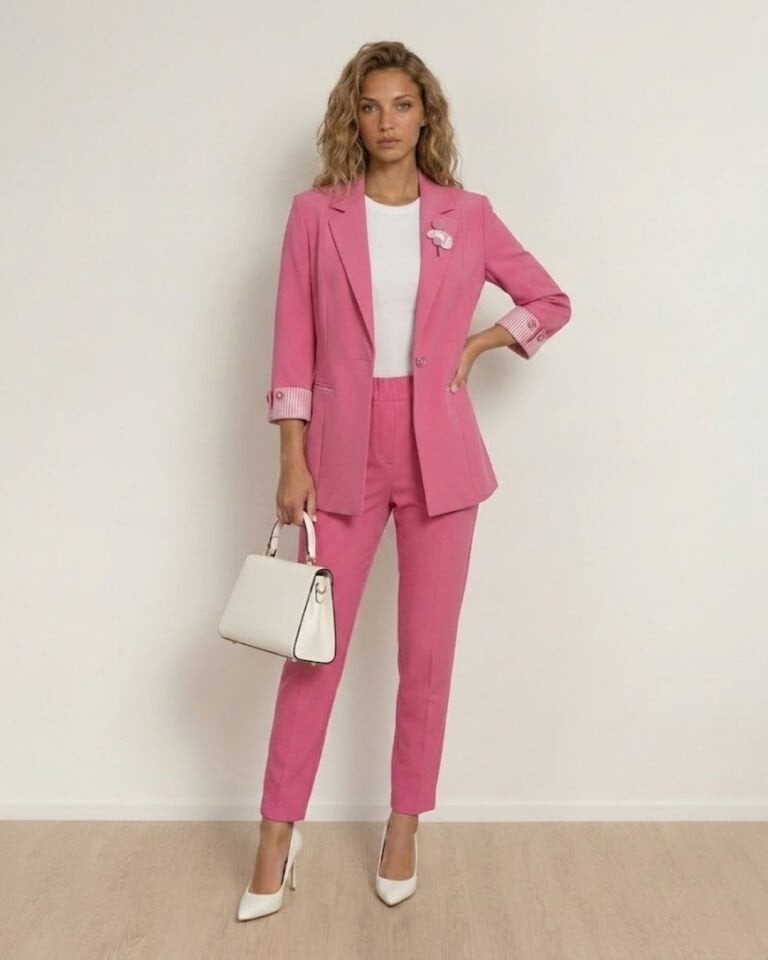 Anna Yazlık Blazer Ceket & Pantolon Takım - PEMBE