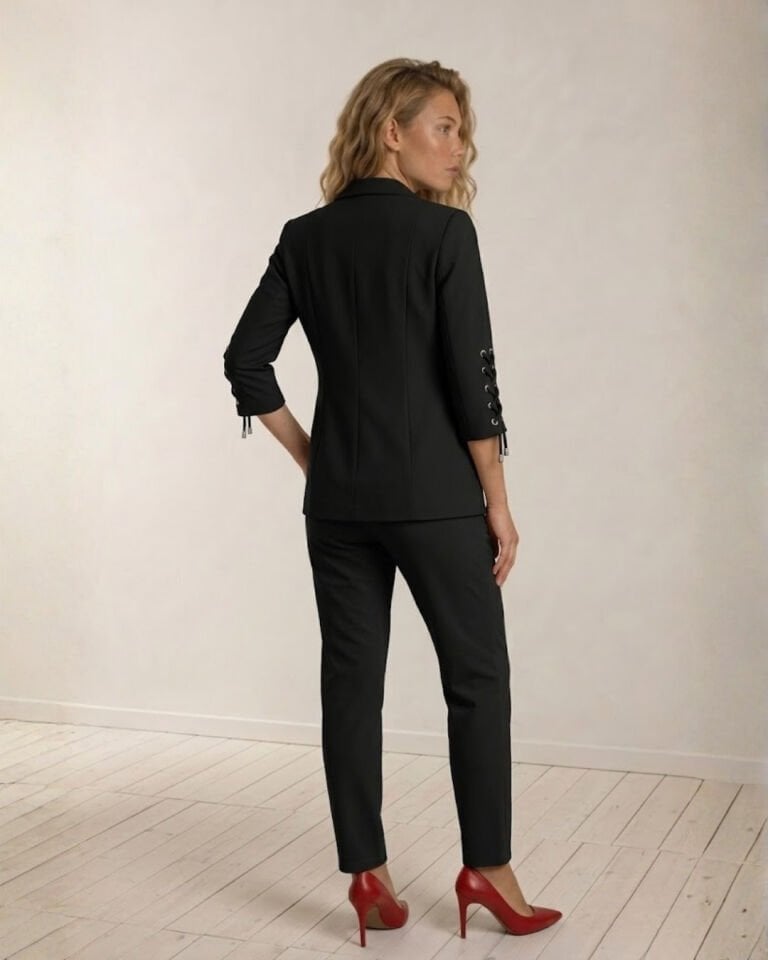 Dina Yarım Kol Blazer Ceket & Pantolon Takım - SİYAH