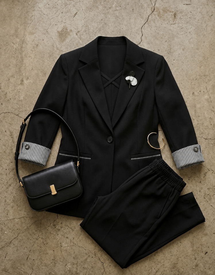 Anna Yazlık Blazer Ceket & Pantolon Takım - SİYAH