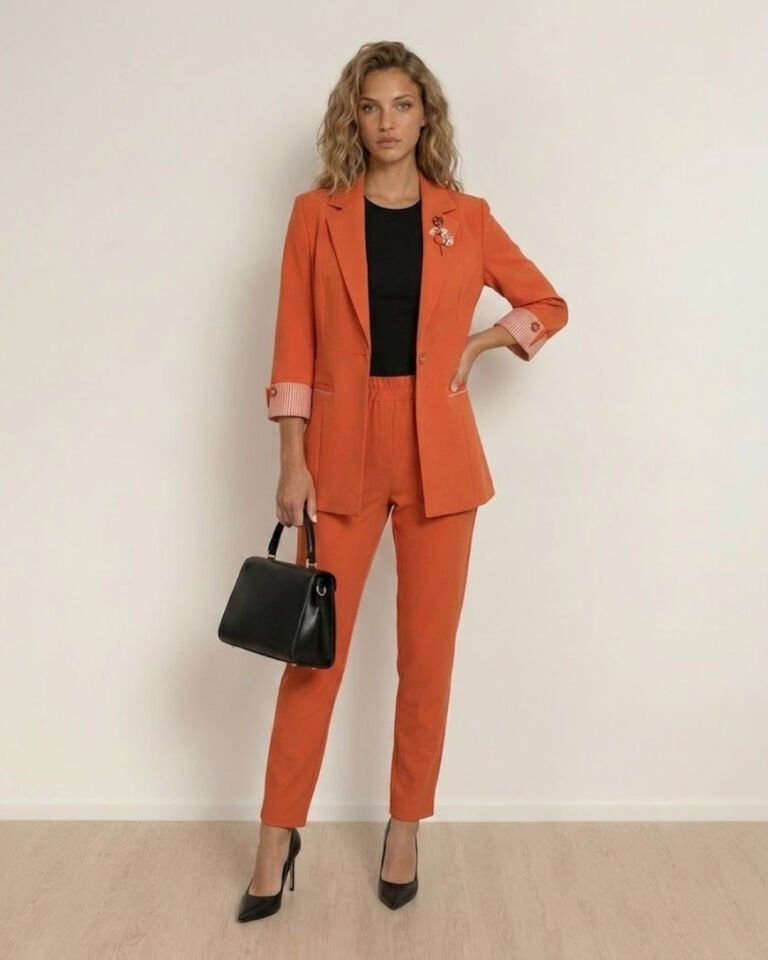 Anna Yazlık Blazer Ceket & Pantolon Takım - TURUNCU
