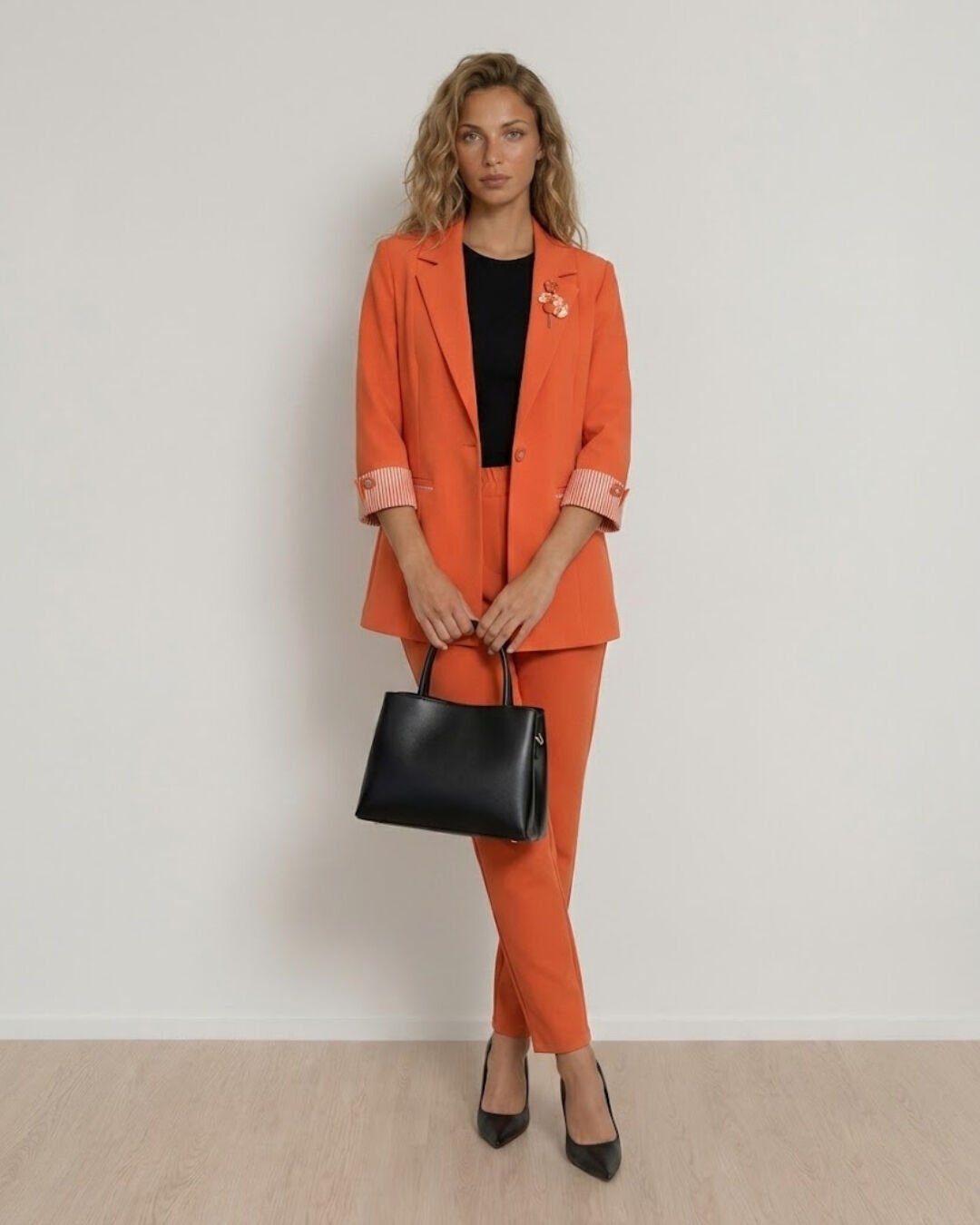 Anna Yazlık Blazer Ceket & Pantolon Takım - TURUNCU