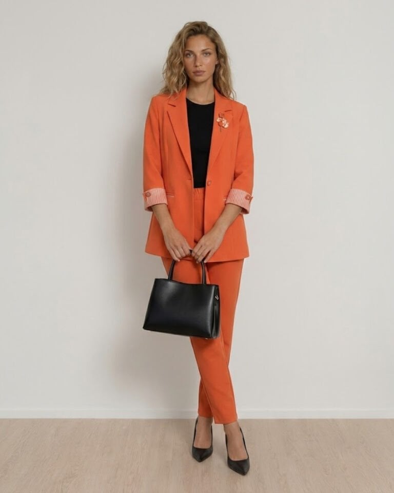Anna Yazlık Blazer Ceket & Pantolon Takım - TURUNCU