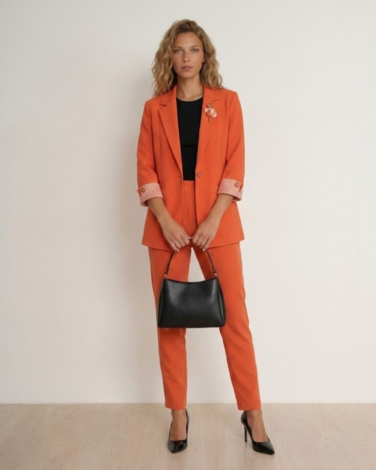 Anna Yazlık Blazer Ceket & Pantolon Takım - TURUNCU